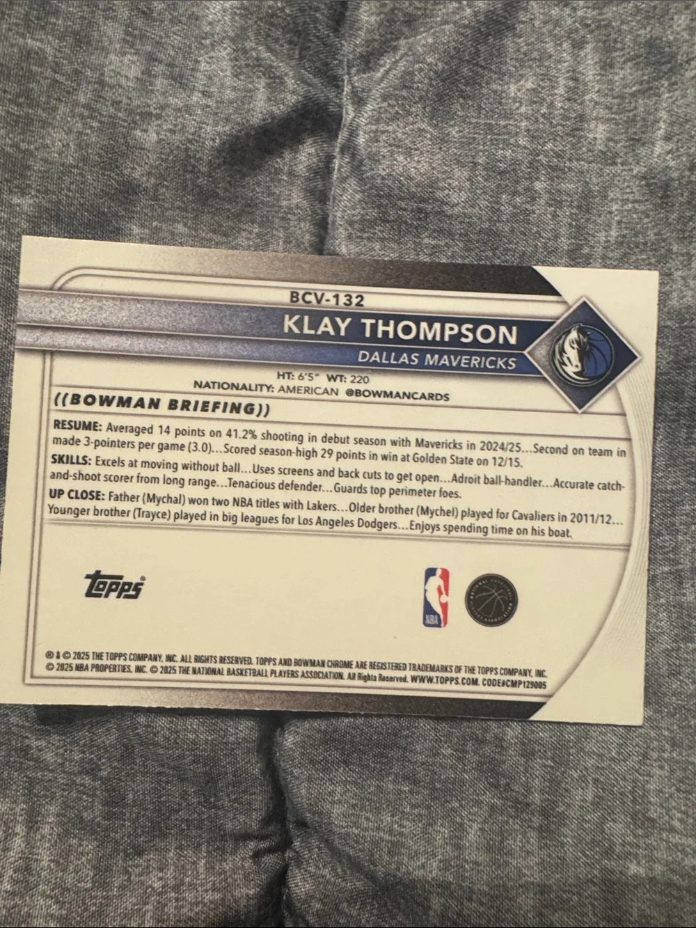 Topps Klay Thompson Dallas Mavericks Card - Picture 2 of 2